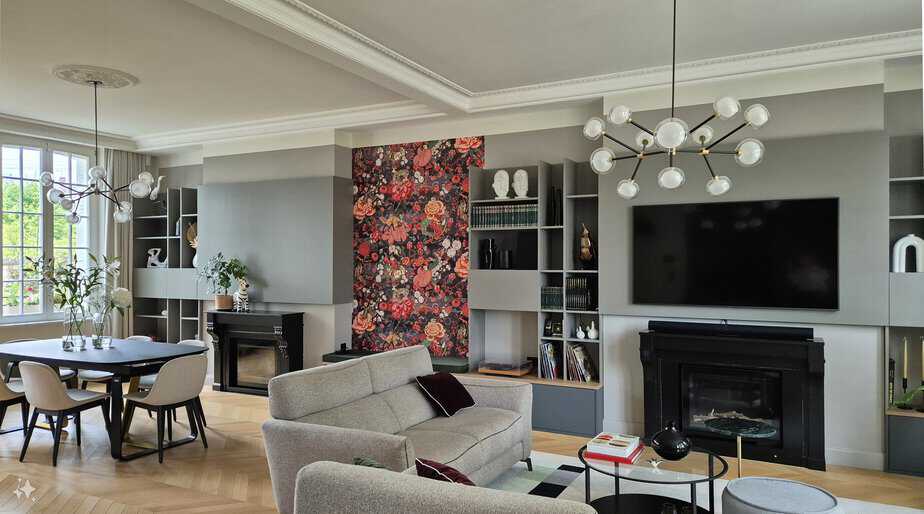 decoration maison maitre olga chihai dusciac architecte interieur saint germain salon salle a manger cheminé