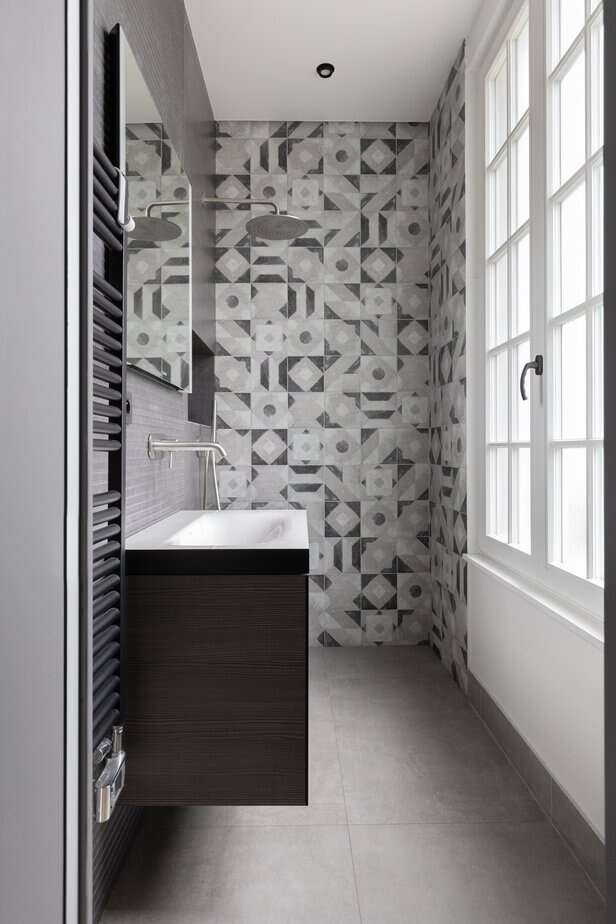 decoration aménagement appartement olga chihai dusciac architecte interieur paris 15 salle de bain gris